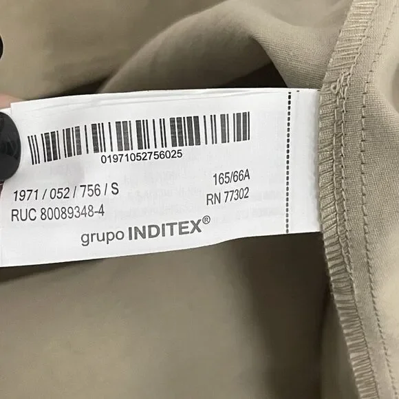 Zara Womens Midi Skirt Small S Tan Brown Cotton Pleated Flared Hem 1971/052 NWD - Picture 6 of 16